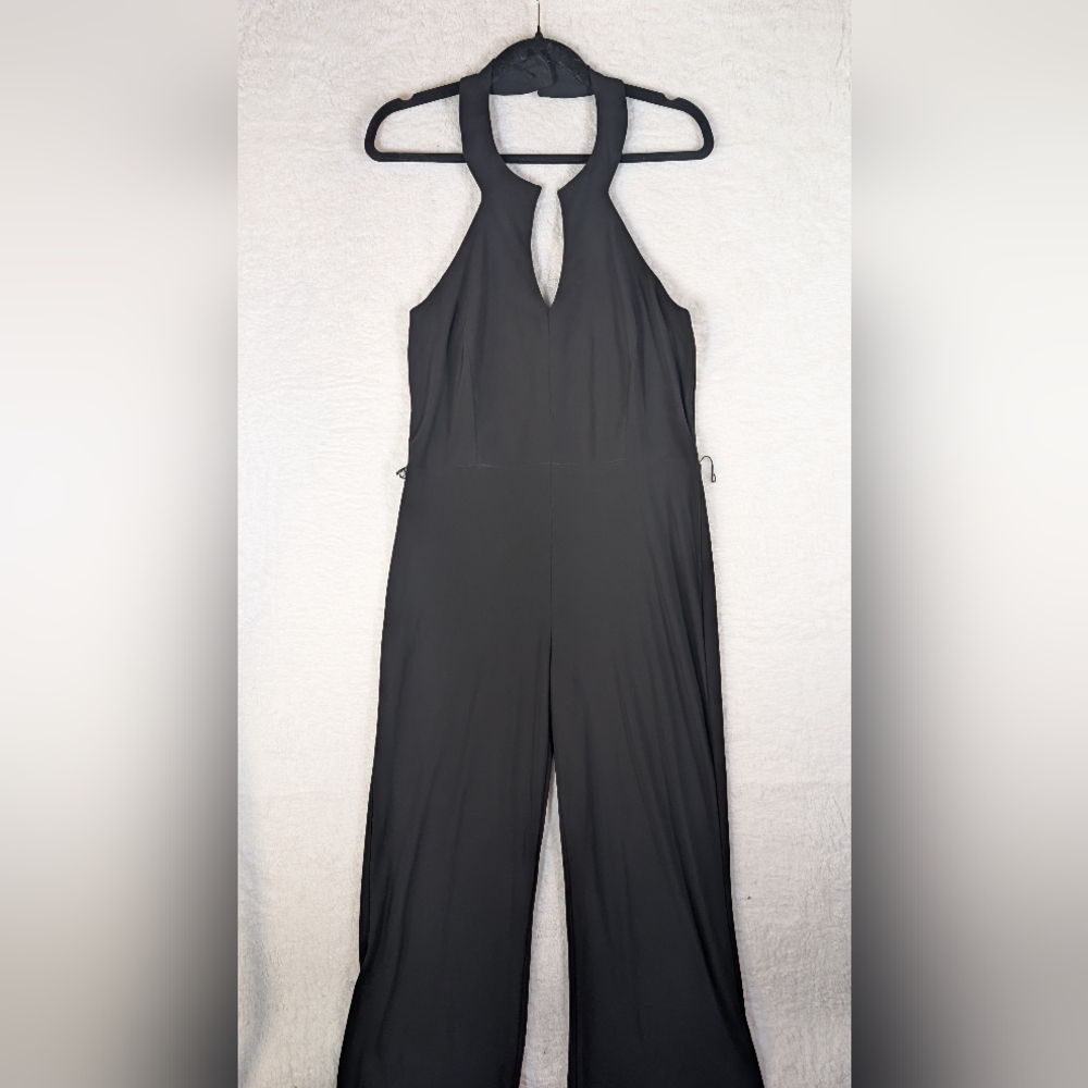 587-Nueva Black Halter Neck Wide-Leg‎ Jumpsuit